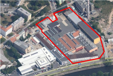 Industrial premises in the wider city centre of Brno, covering an area of 18 721 m² sold for retail/residential development.